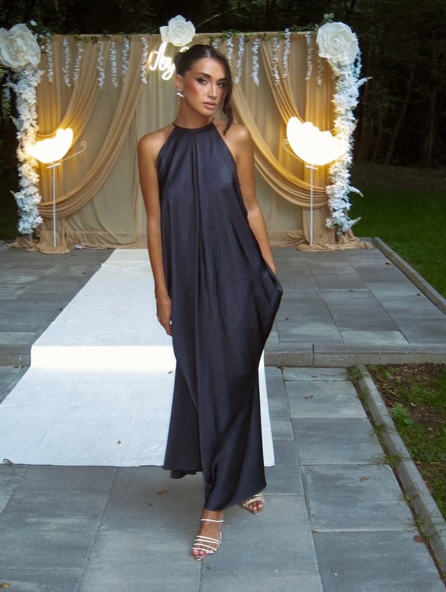 Althea Satin Halter Maxi Dress