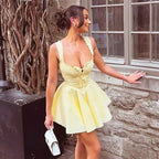 Amanda Retro Plunge Mini Dress