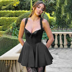 Amanda Retro Plunge Mini Dress