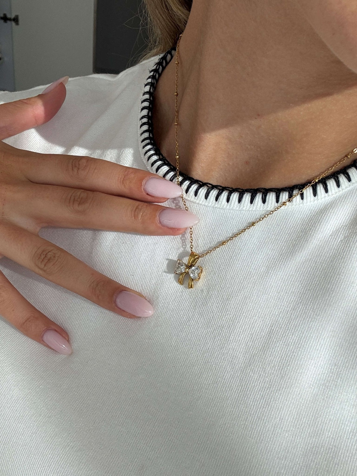 Adaeze Zirconia Bow Pendant Necklace