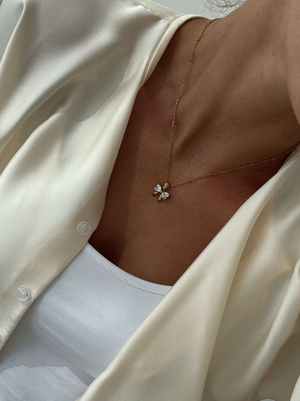 Adaeze Zirconia Bow Pendant Necklace