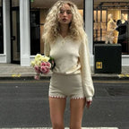 Amaya Knitted Collared Top Shorts Set