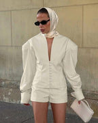 Angela Cinched-Waist Blazer Shorts Set