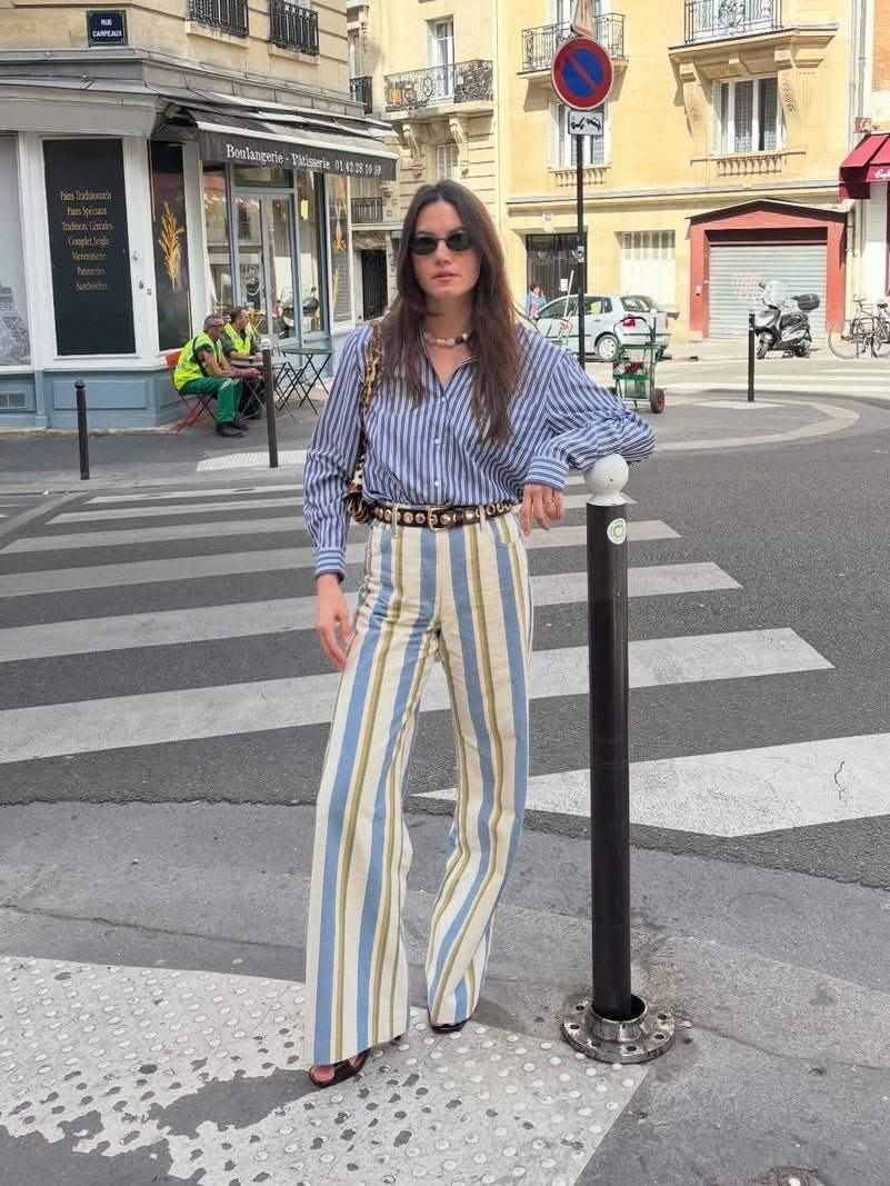Angela Low-Rise Striped Trousers