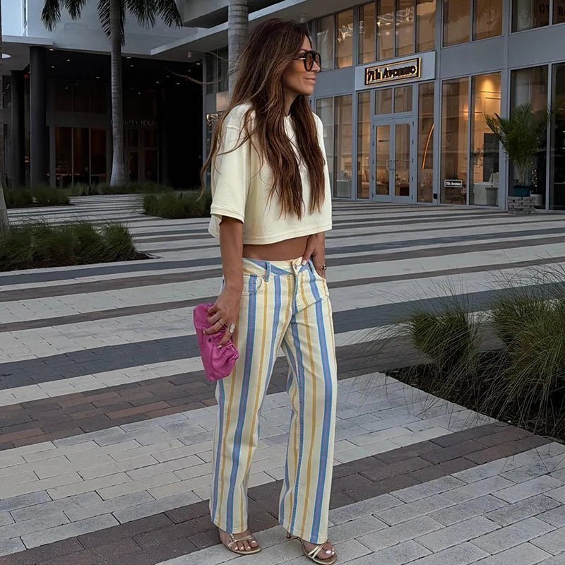 Angela Low-Rise Striped Trousers