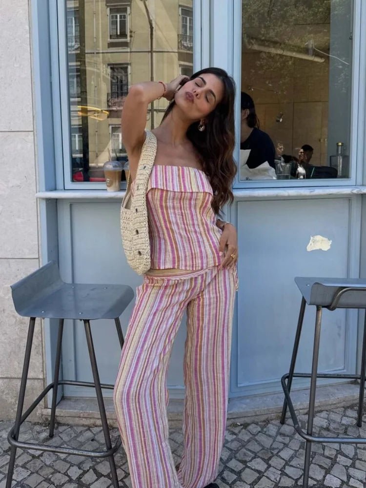 Angela Low-Rise Striped Trousers