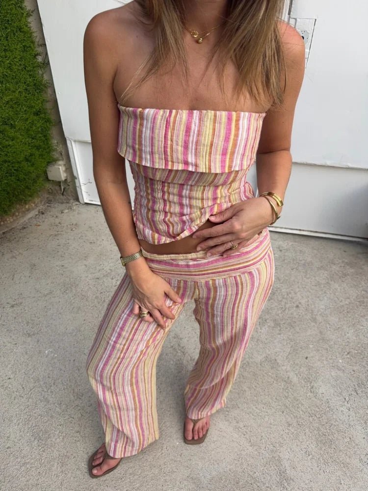 Angela Low-Rise Striped Trousers