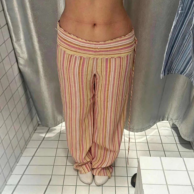 Angela Low-Rise Striped Trousers