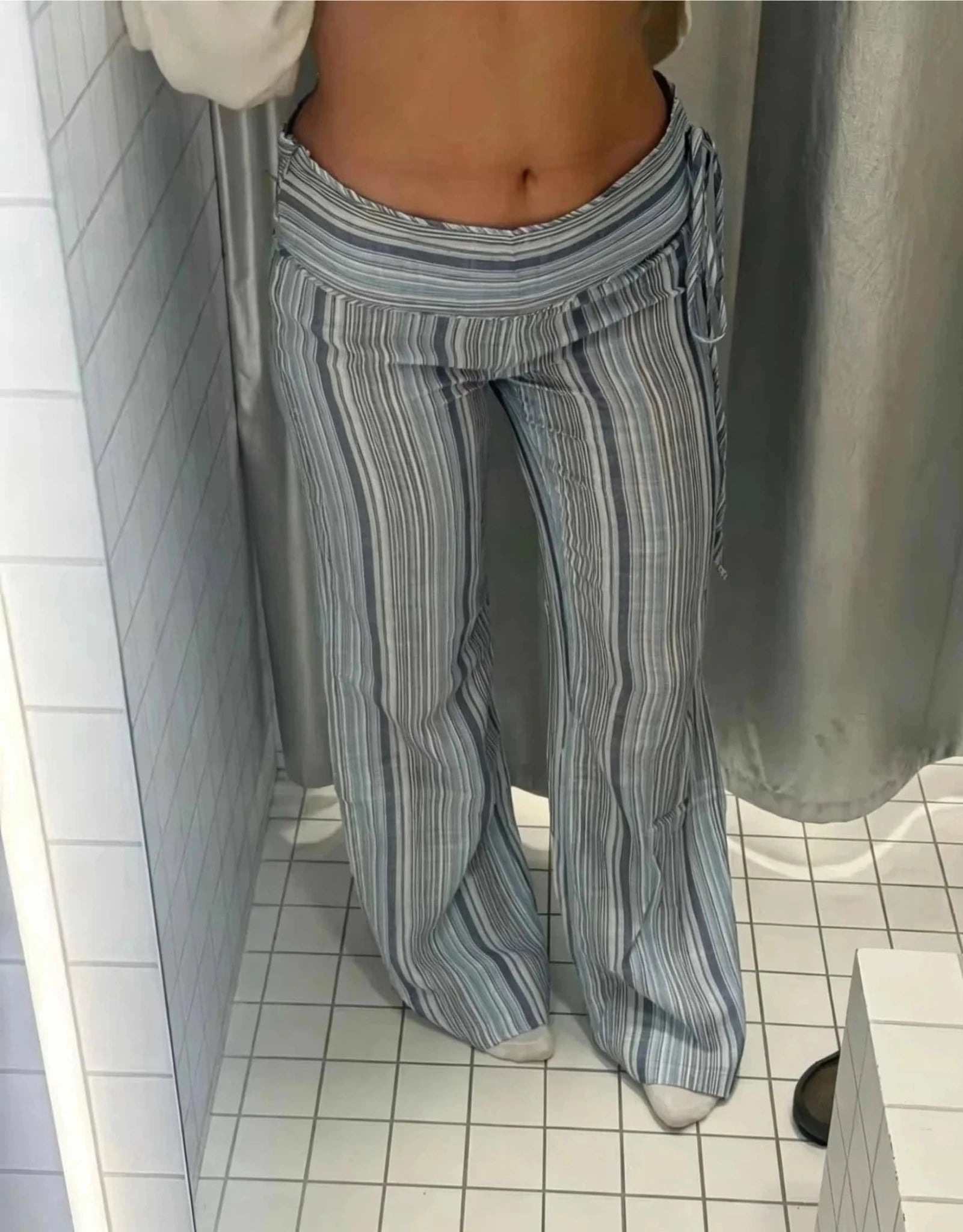 Angela Low-Rise Striped Trousers