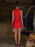 Astra Button-Front Sleeveless Mini Dress