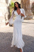 Athena Flared Sleeve Ruffle Maxi Dress