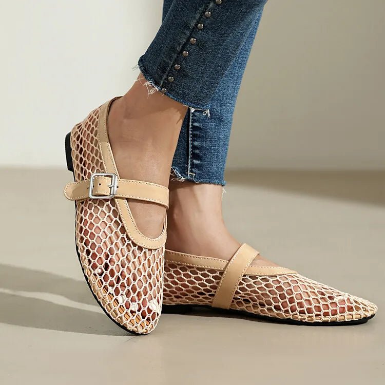 Adarsha Buckled Mesh Ballet Flats