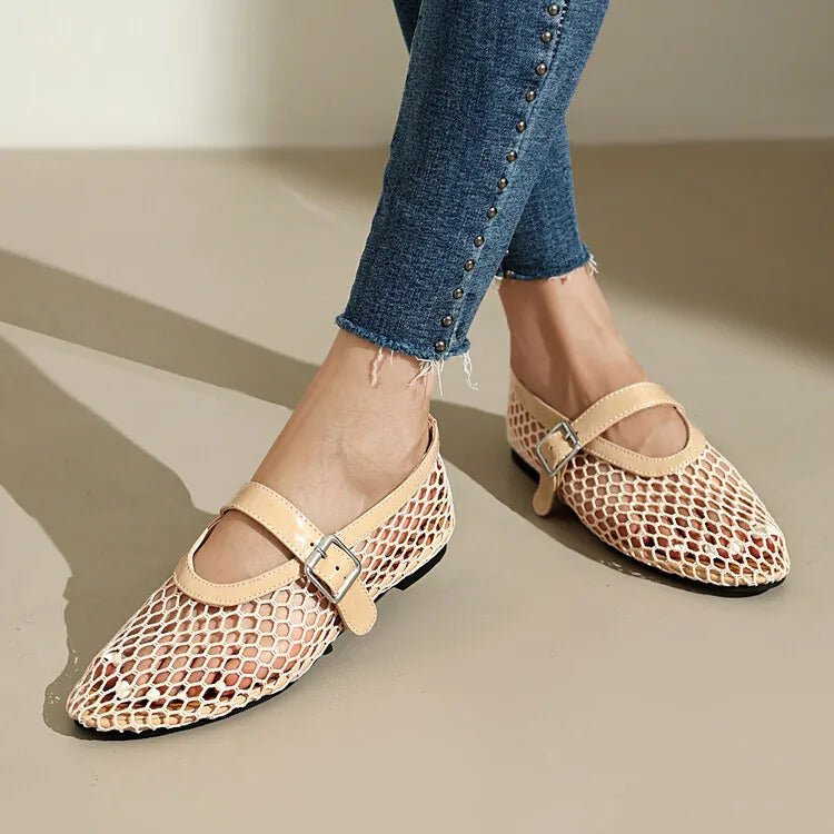 Adarsha Buckled Mesh Ballet Flats