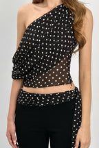 Jasmin One Shoulder Polka Dot Top