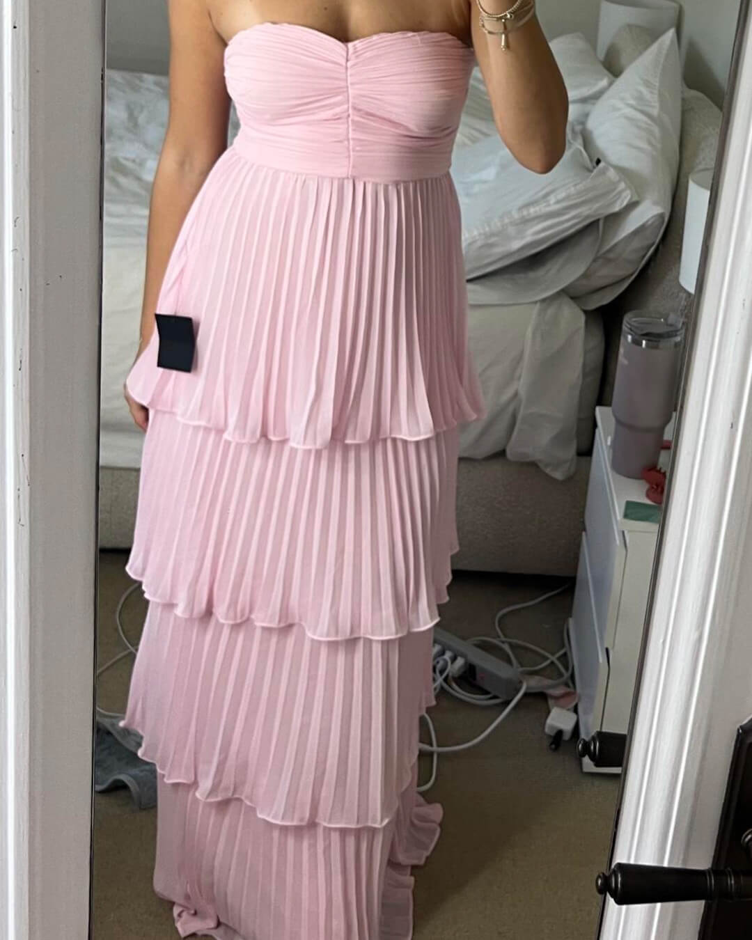 Adelita Strapless Pleated Tiered Maxi Dress