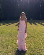 Adelita Strapless Pleated Tiered Maxi Dress