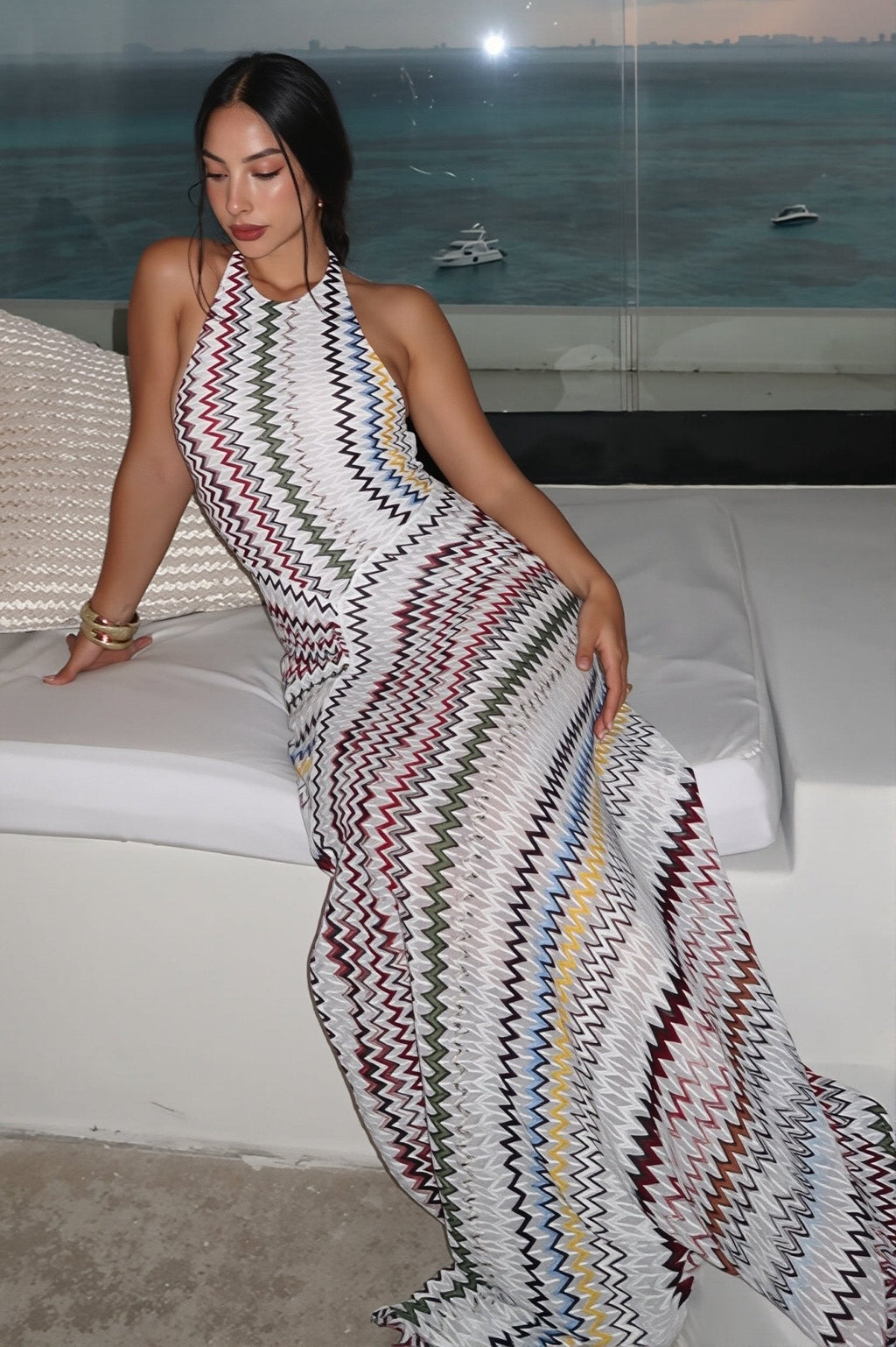 Belle Halter Cutout Back Maxi Dress
