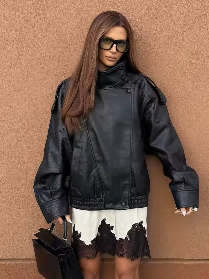 Adelwisa Asymmetric Button Pocket Jacket