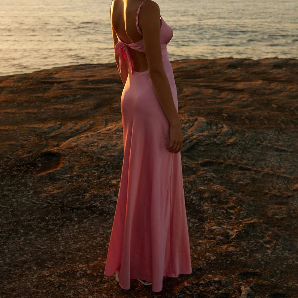 Aderinsola Backless Tie-Front Cami Dress