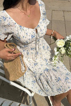 Adesua Floral Lace-Up Mini Dress