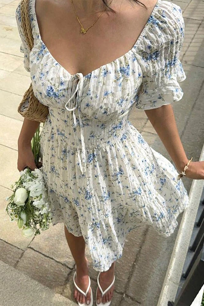 Adesua Floral Lace-Up Mini Dress