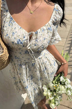 Adesua Floral Lace-Up Mini Dress