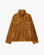 Daniela High Neck Suede Pocket Jacket