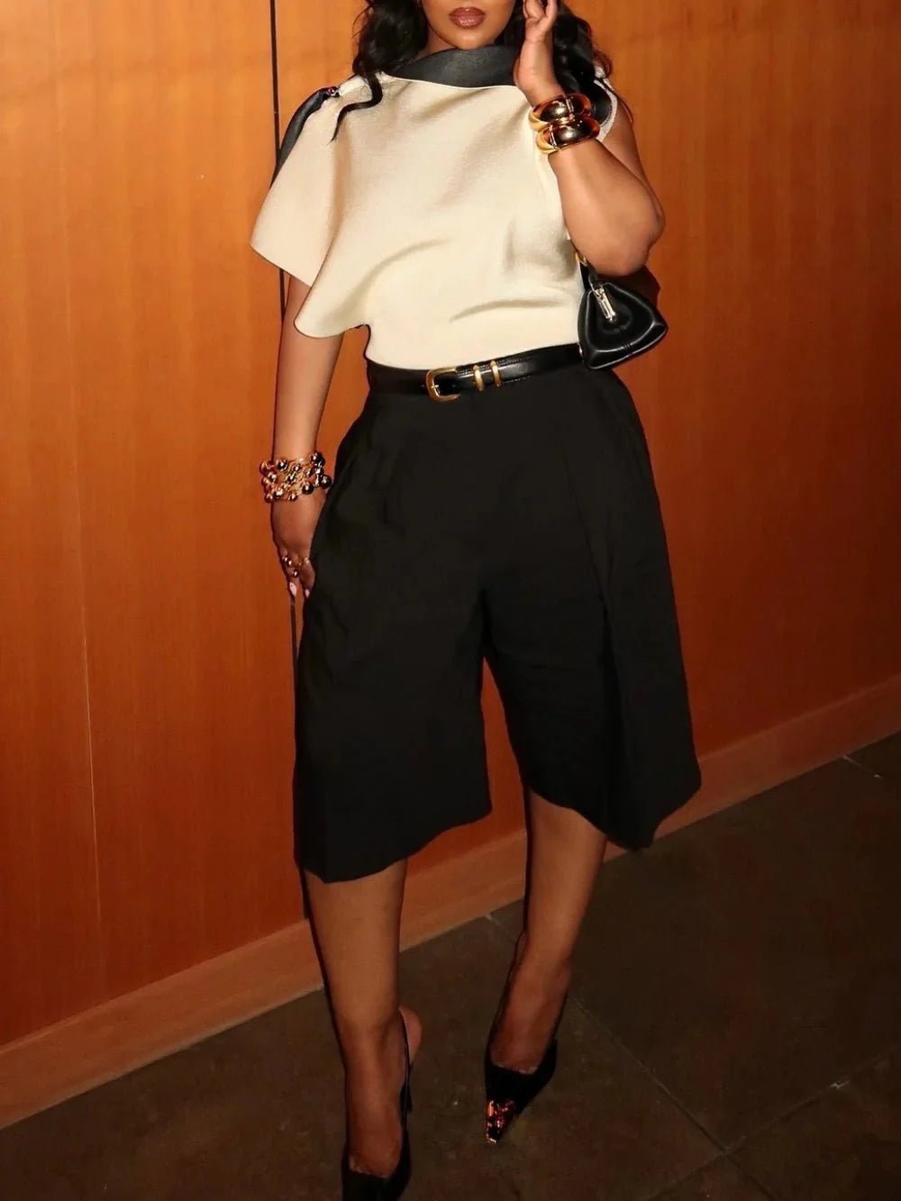 Adina High Waist Bermuda Shorts with Belt