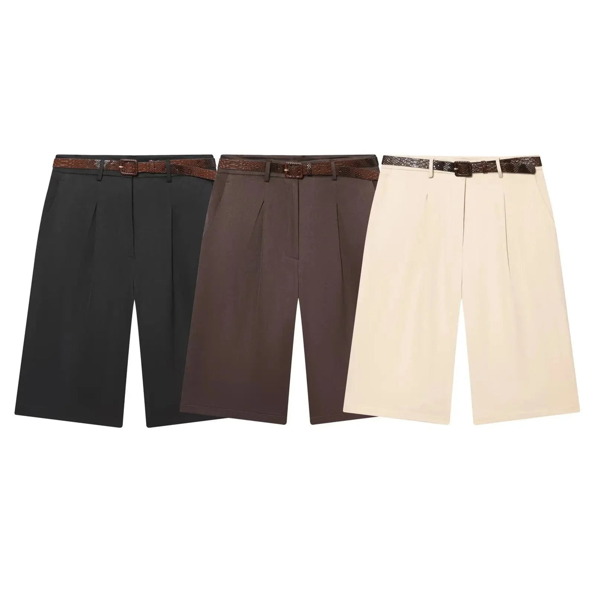 Adina High Waist Bermuda Shorts with Belt