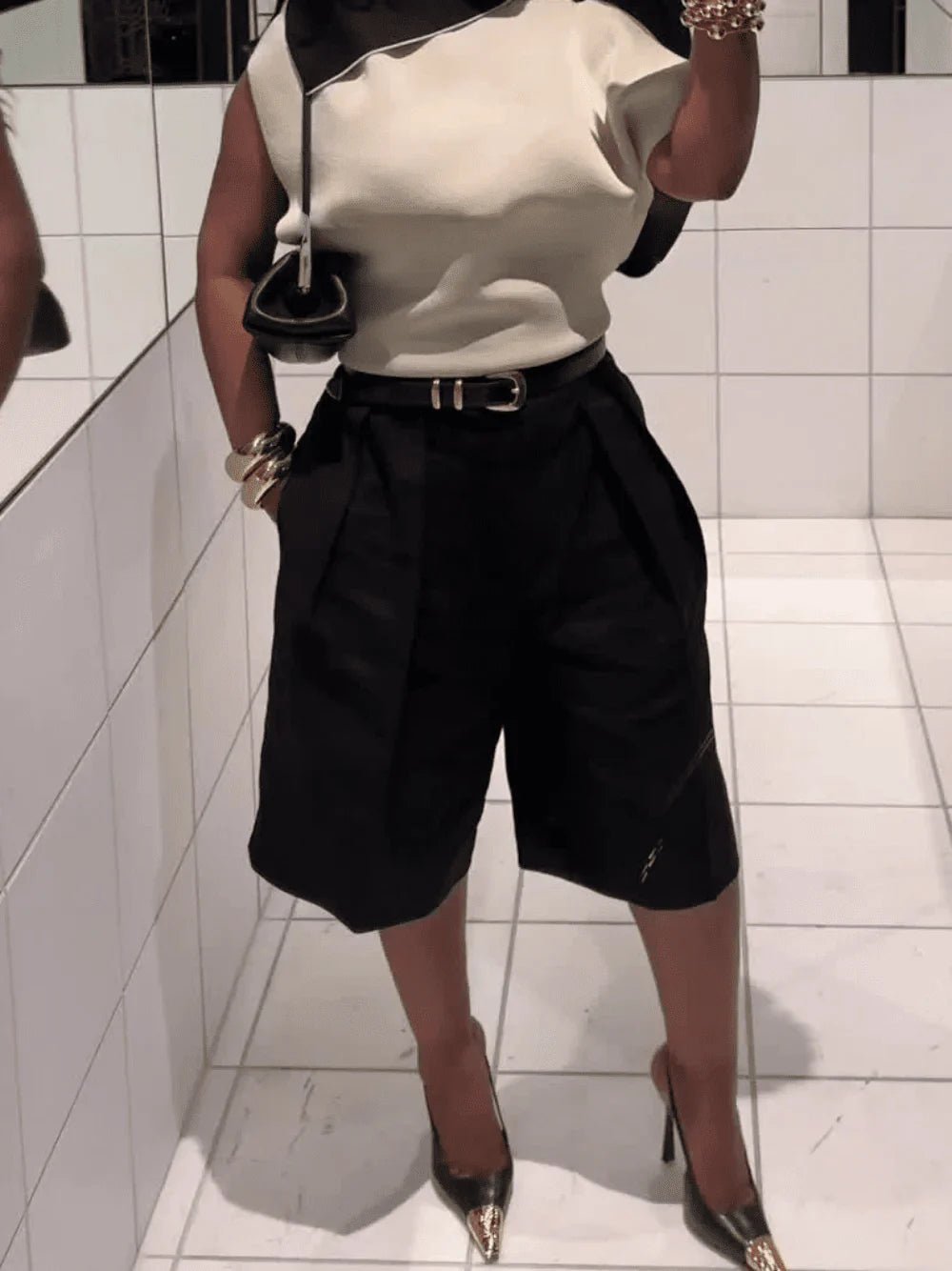 Adina High Waist Bermuda Shorts with Belt