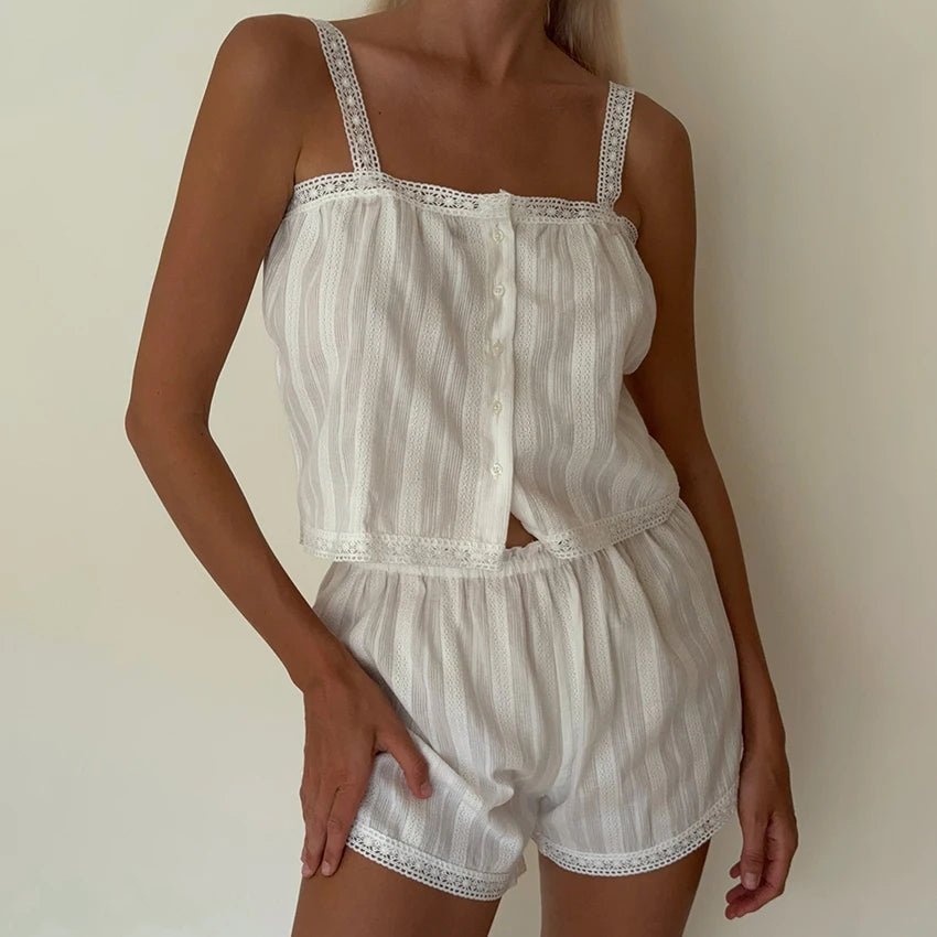 Adira Lace Trim Pajama Short Set