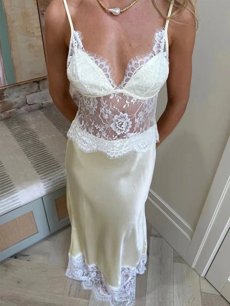 Lisa Off-Shoulder Lace Satin Dress
