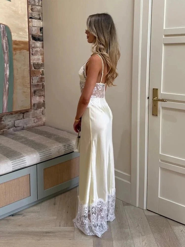 Lisa Off-Shoulder Lace Satin Dress