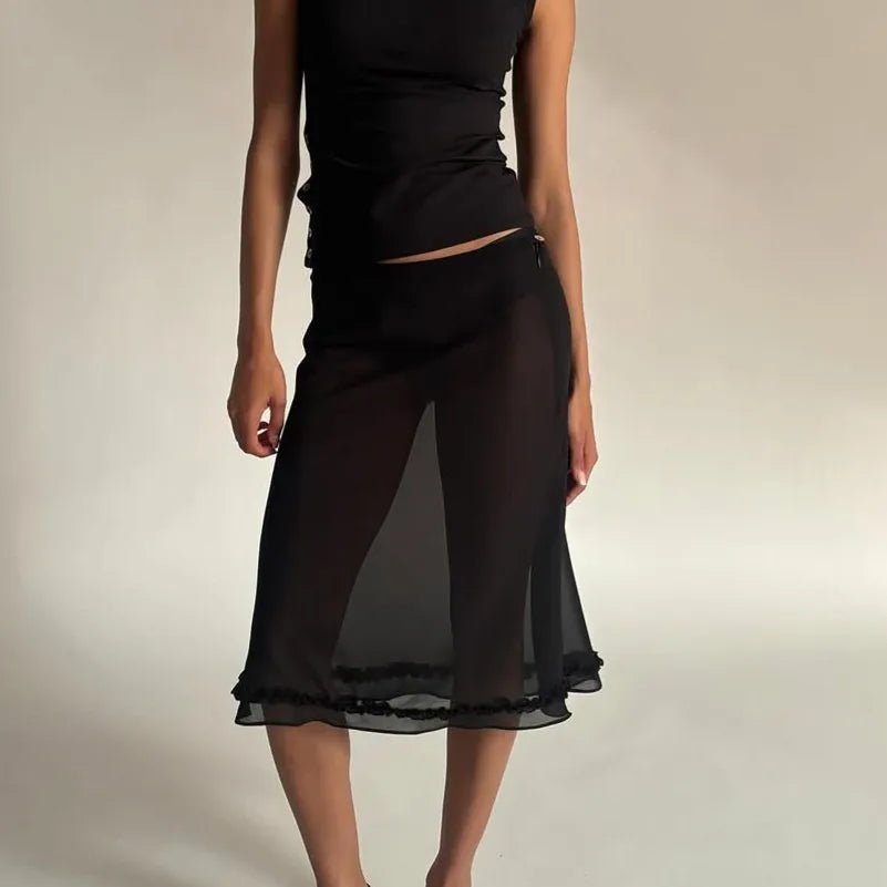Erica Sheer Mesh Midi Skirt