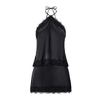 Adolfina Two-Piece Satin Lace Halter Set