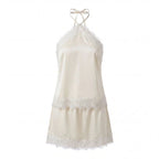 Adolfina Two-Piece Satin Lace Halter Set
