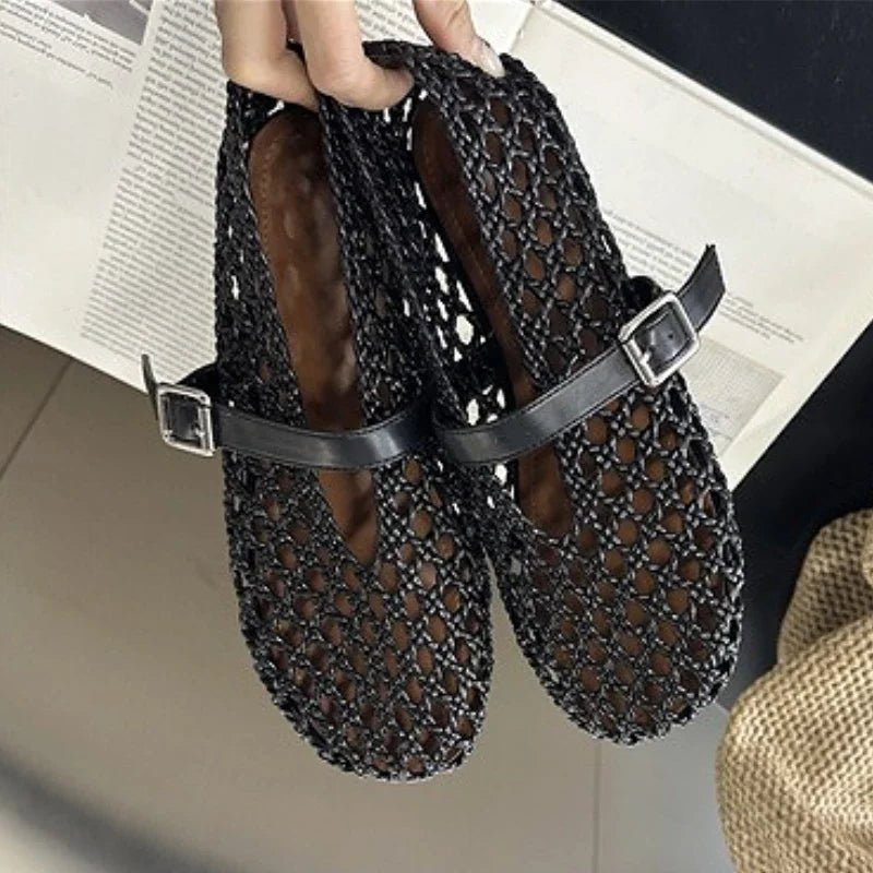 Jessica Woven Hollow Flat Sandals