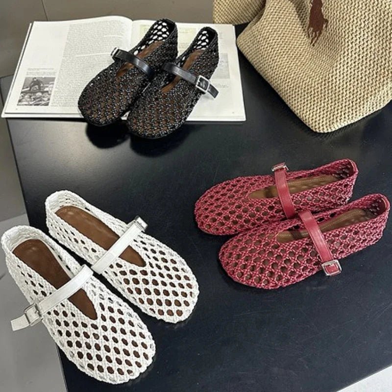 Jessica Woven Hollow Flat Sandals
