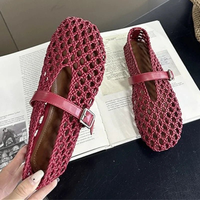 Jessica Woven Hollow Flat Sandals