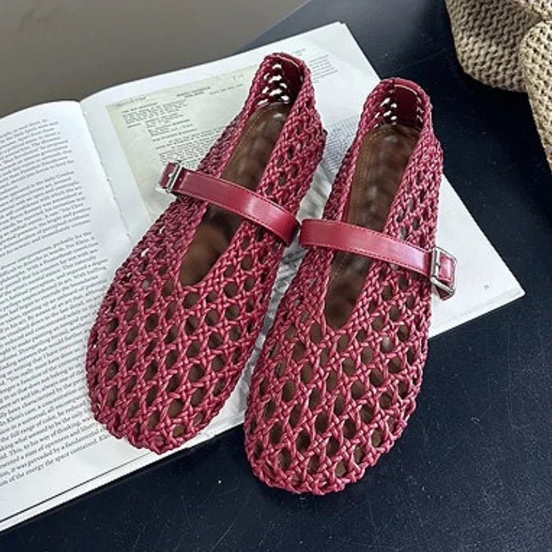 Jessica Woven Hollow Flat Sandals