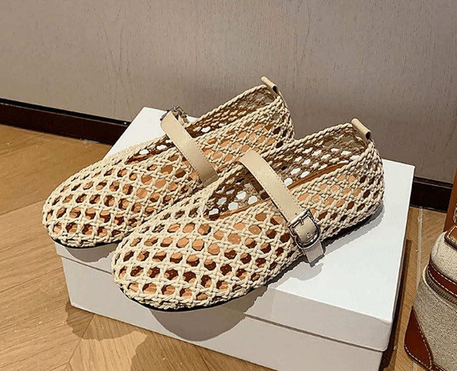 Jessica Woven Hollow Flat Sandals