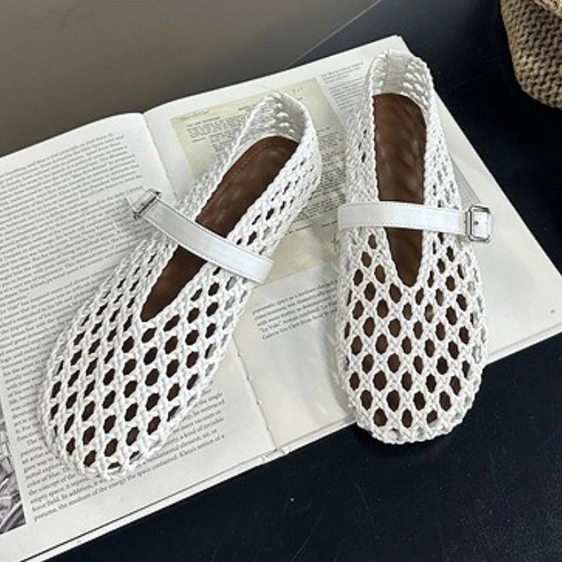 Jessica Woven Hollow Flat Sandals