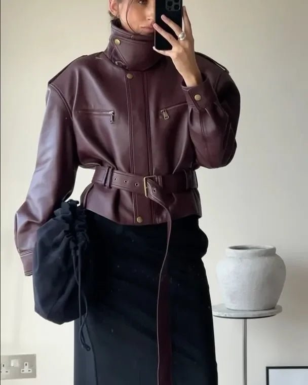 Brooklyn Belted Faux Leather Jacket