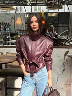 Brooklyn Belted Faux Leather Jacket