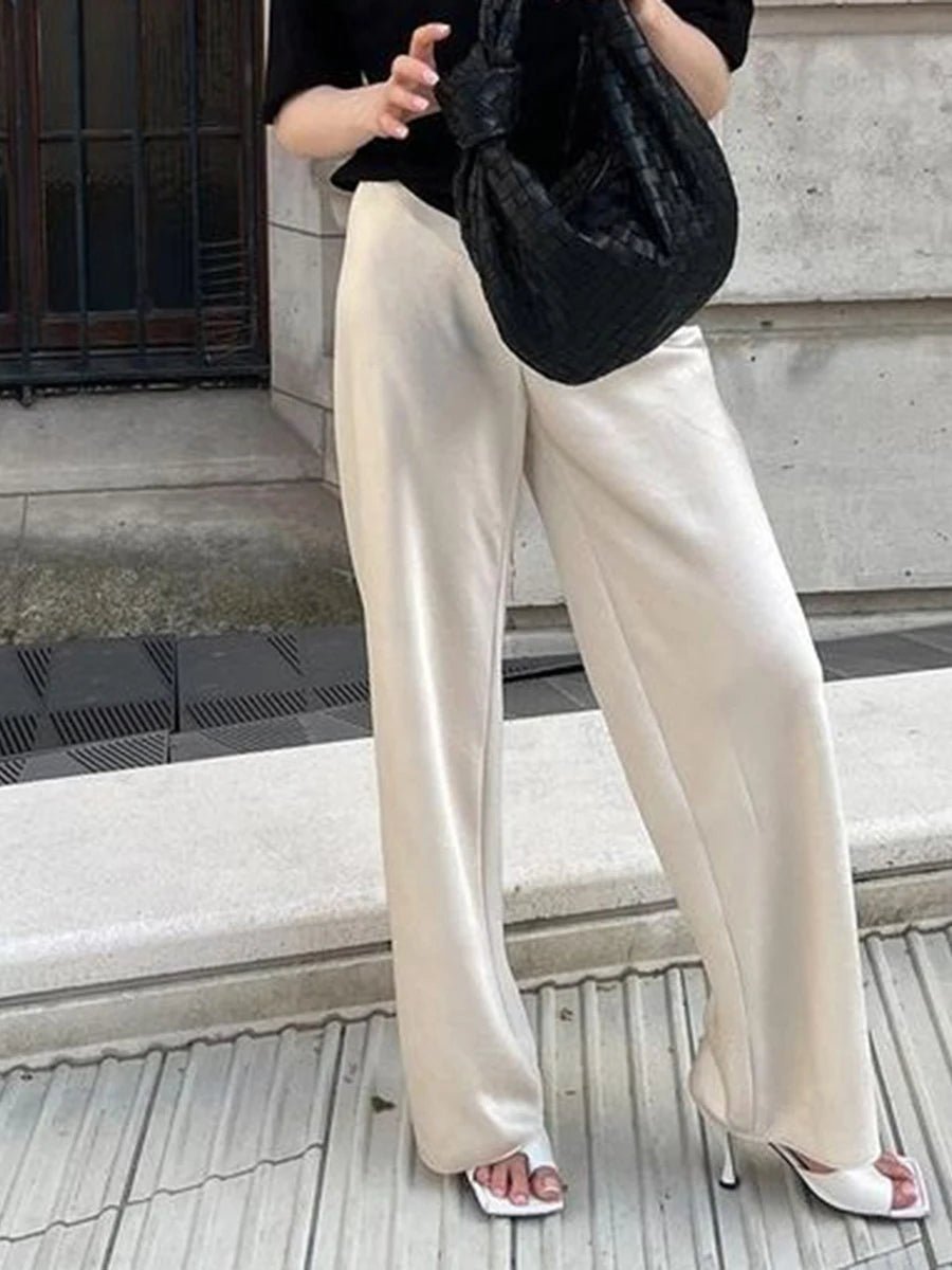 Carlene High Waist Satin Wide Leg Trousers