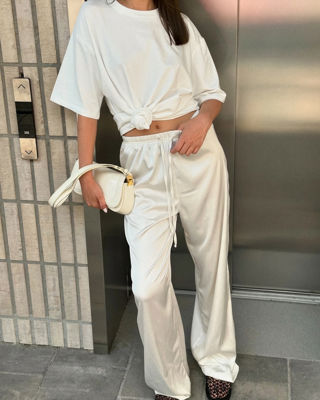 Carlene High Waist Satin Wide Leg Trousers