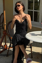 Caryl Polka Dot Backless Maxi Dress