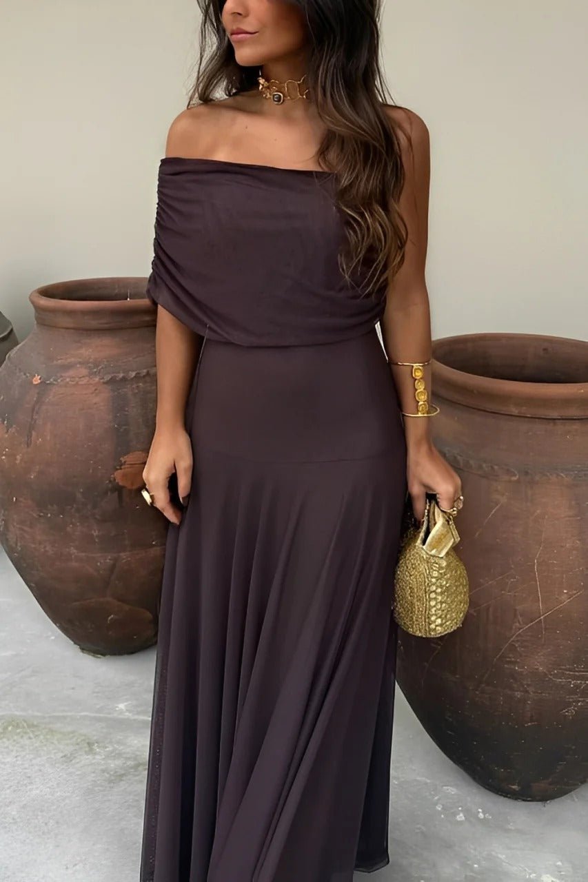 Cecile Off-Shoulder Ruched Maxi Dress