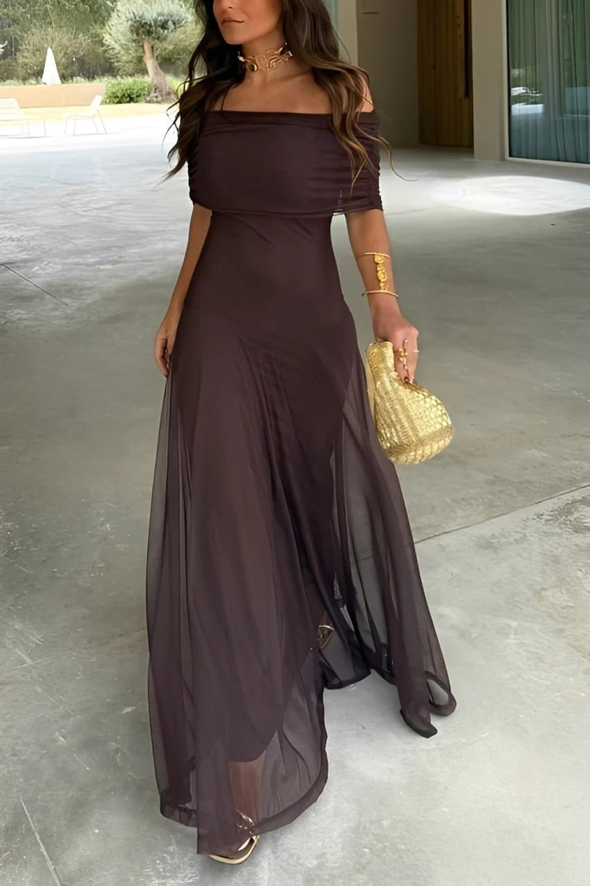 Cecile Off-Shoulder Ruched Maxi Dress