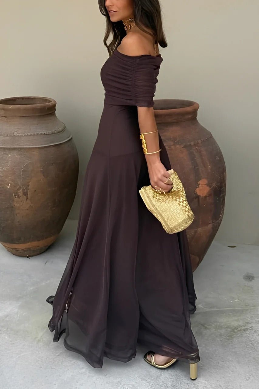 Cecile Off-Shoulder Ruched Maxi Dress